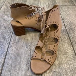 Mossimo Laser Cut Lace Up Heeled Sandals